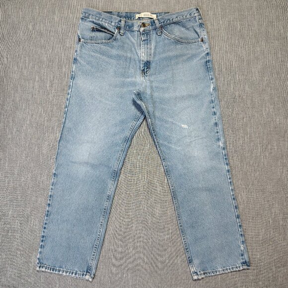 VINTAGE Lee Jeans Mens Size 36x29 Light Wash Regular Straight Boot Distressed - Picture 1 of 15